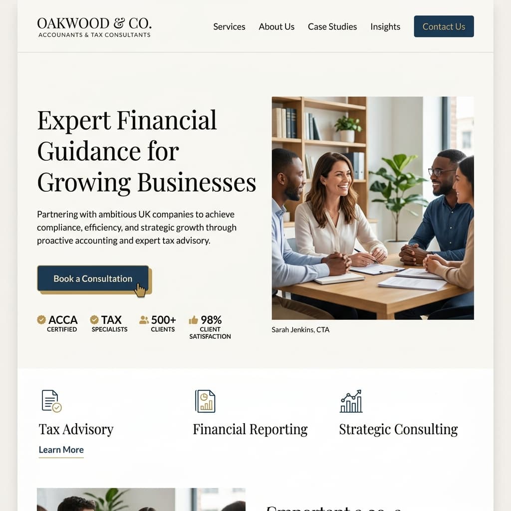 Example website for Accountant / consultant / local professional.